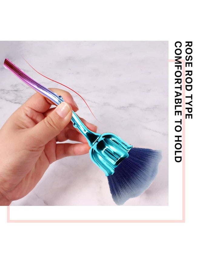 JERCLITY 2 Pieces Rose Makeup Brushes Blush Brush Large Face Powder Makeup Brushes Kabuki Brushes For Powder Cosmetic Loose Powder Brush Nail Dust Brush (Red/Blue) - Image 5