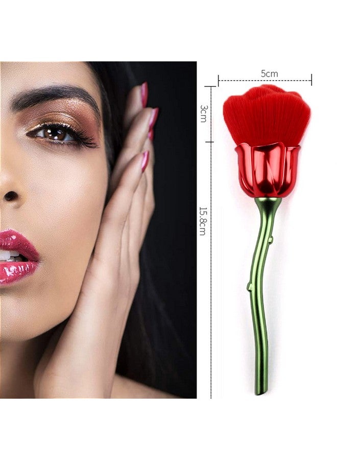 JERCLITY 2 Pieces Rose Makeup Brushes Blush Brush Large Face Powder Makeup Brushes Kabuki Brushes For Powder Cosmetic Loose Powder Brush Nail Dust Brush (Red/Blue) - Image 3