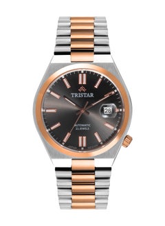 Tristar NJ Series Men's Automatic Watch Black Index Dial Rose Gold 2 Tone Bracelet Wrist Watch for Men  - Image 1