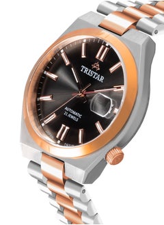 Tristar NJ Series Men's Automatic Watch Black Index Dial Rose Gold 2 Tone Bracelet Wrist Watch for Men  - Image 2