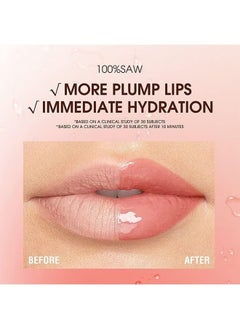 NUDE Hydrating Lip Glow Oil Plumping Lip Tint, Hydrating Lip Gloss Tinted Lip Balm Transparent Lip Care, Long Lasting Moisturizing Non-sticky Fresh Shiny Texture Lip Oil - Strawberry  - Image 4
