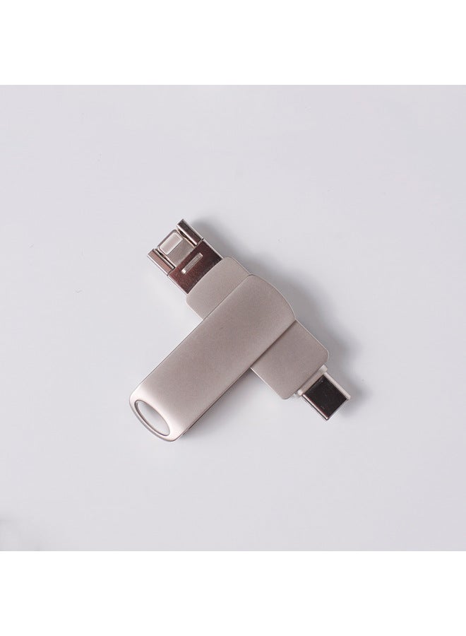 Four-in-one USB Cross OTG Mobile Phone U Disk 32G For AppleAndroid Computer Type-cUSB3.0U Disk-Color:4-in-1 Rotation (silver)-Capacity:USB3.0 8GB - Image 1