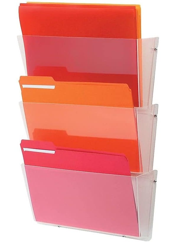 Deflecto Deflecto 63601RT Wall Pockets 1412Inch x3Inch x612Inch  Letter 3PK Clear  - Image 2