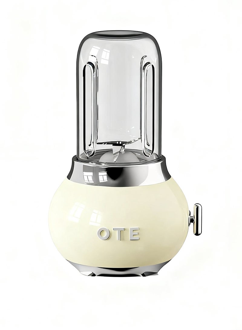 OTE Blenders for Kitchen, Blender for Shakes and Smoothie with 400ml High Boron Glass Container, BPA Free, 20000r/m, Removable Blade Personal Portable Blender, Cream - Image 1