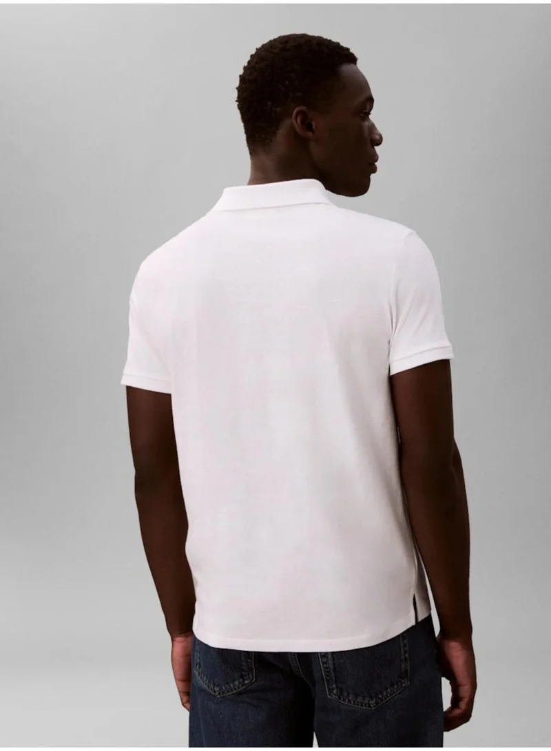 Calvin Klein Jeans Bright White Classic Logo Polo Shirt for Men | Best Price UAE