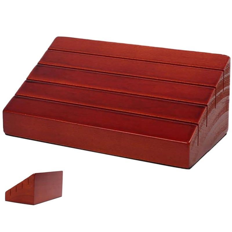 Wooden Playing Card Holder Sturdy Organizer For Poker And Card Games Natural Brown Display Rack - Image 2
