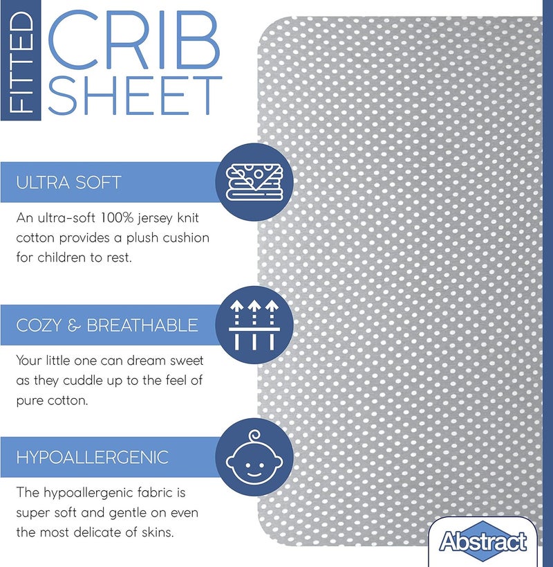 Abstract Jersey Cotton Knit Cradle Sheets - Ultra Soft Cradle Sheets Fitted 18" x 36" for Boys Girls Baby - Universal - Snug Fitted 6" Deep Pocket - Cotton - 18"x36" (Polka Dot Grey) - Image 2