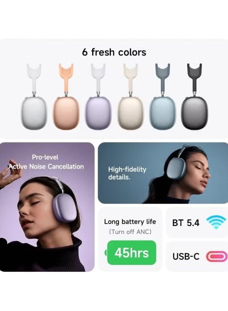 هوكو سماعات رأس W65 Plus ANC لتقليل الضوضاء بتقنية البلوتوث فوق الأذن لاسلكية كبيرة الحجم مع صوت عالي الدقة وسماعات رياضية مع زر - أسود. - Image 3