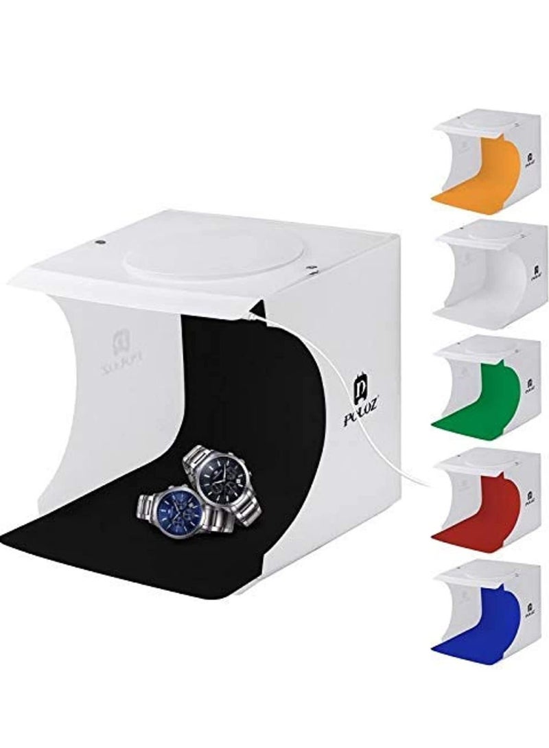 20cm Folding Portable 550LM Light Photo Lighting Studio Shooting Tent Box Kit with 6 Colors Backdrops Unfold Size 24cm x 23cm x 22cm Multicolour - Image 1