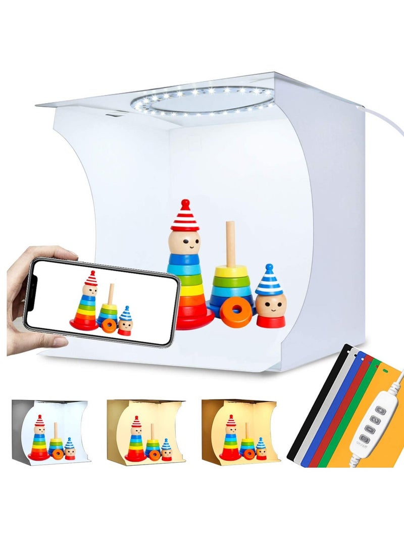 20cm Folding Portable 550LM Light Photo Lighting Studio Shooting Tent Box Kit with 6 Colors Backdrops Unfold Size 24cm x 23cm x 22cm Multicolour - Image 3