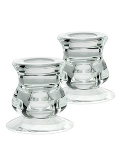 Excefore 2Pcs Clear Glass Candle Holders for Taper Candles, Candlestick Wedding Table Window Holiday Restaurant Decorations Fits 1/2" 2/3" 3/4" 4/5" 7/8" Tapers  - Image 1