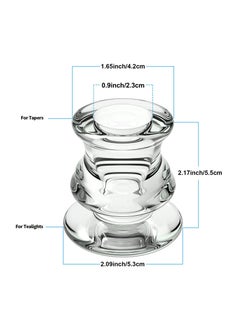 Excefore 2Pcs Clear Glass Candle Holders for Taper Candles, Candlestick Wedding Table Window Holiday Restaurant Decorations Fits 1/2" 2/3" 3/4" 4/5" 7/8" Tapers  - Image 4