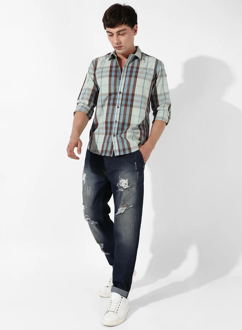 CAHOOT  Men's Sage Green Tartan Plaid Shirt for Men | Best Price UAE