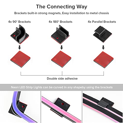 BTF-LIGHTING Neon RGB PC Strip 2PCs 19.7in for 12V 4Pin LED Headers for ASUS Aura Sync, Gigabyte RGB Fusion, MSI Mystic Light - Image 4
