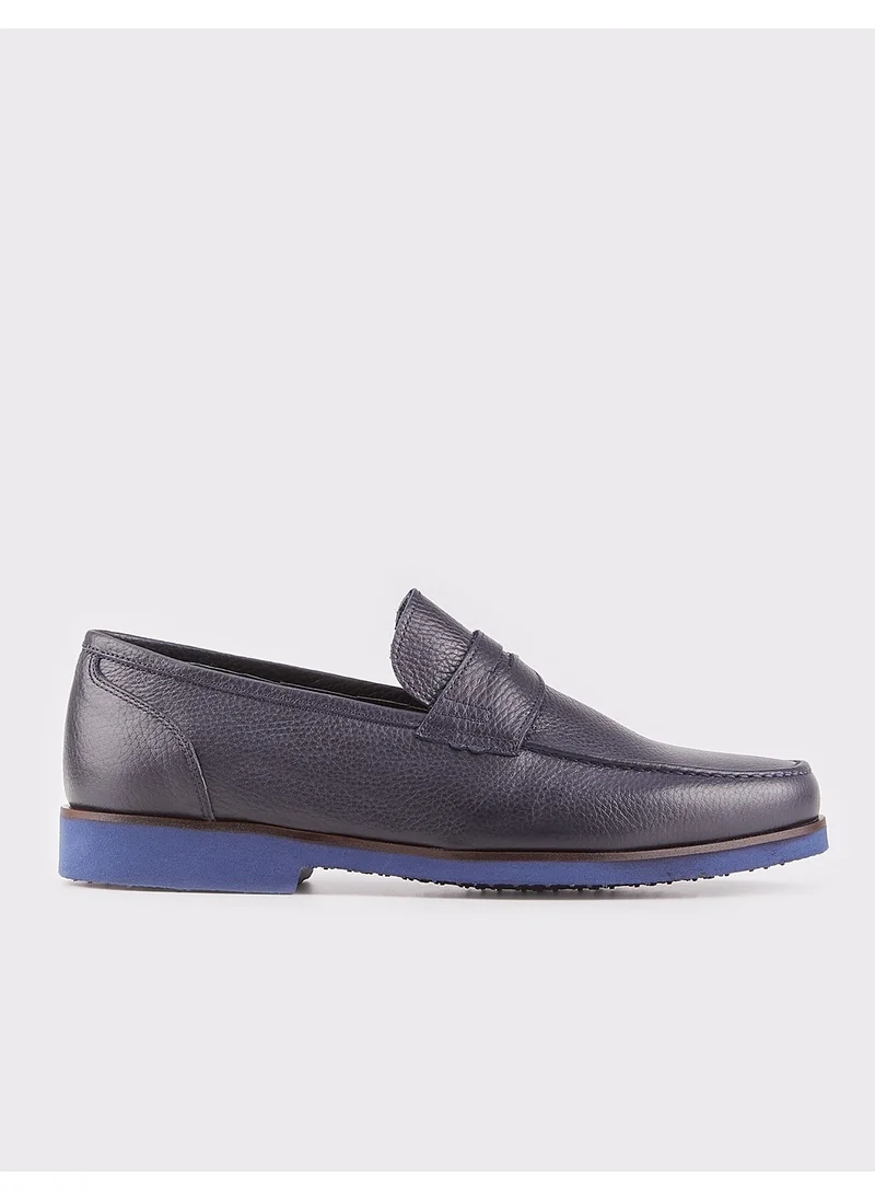 Cabani Leather Navy Blue Men's Casual Shoes