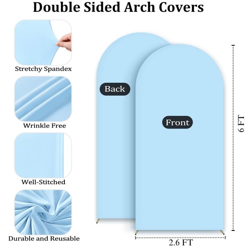MLMC 6FT Arch Backdrop Cover Blue Fitted Spandex Backdrop Stand Cover Stretchy Round Top Chiara Arch Cover for Wedding Baby Shower Birthday Ceremony Photography Background Decor 6x2.6FT - Image 2