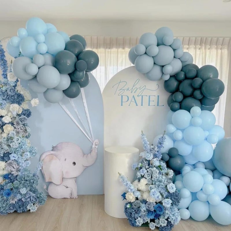 MLMC 6FT Arch Backdrop Cover Blue Fitted Spandex Backdrop Stand Cover Stretchy Round Top Chiara Arch Cover for Wedding Baby Shower Birthday Ceremony Photography Background Decor 6x2.6FT - Image 5