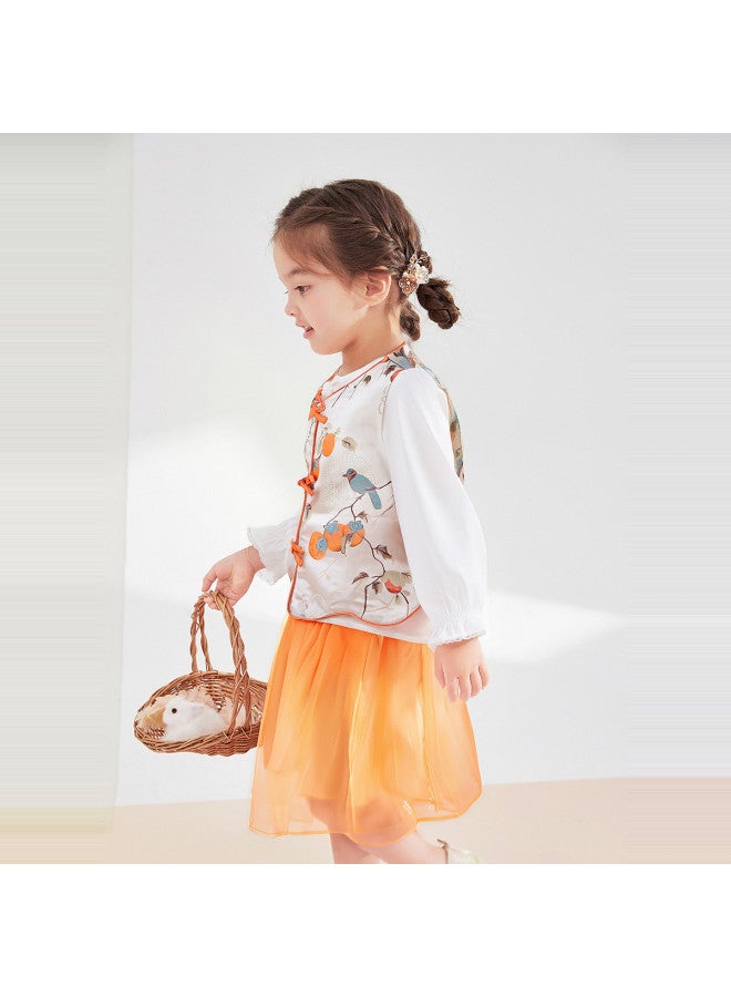 DEESHA Infant & Toddler Girl 26 Spring Children Persimmon Pattern Chinese Style Outfit - Image 4