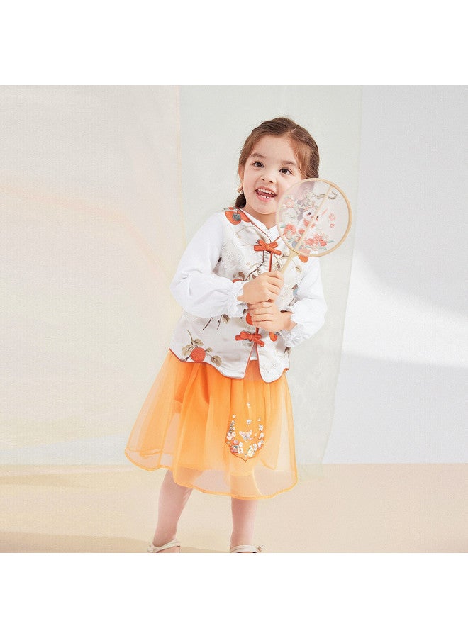 DEESHA Infant & Toddler Girl 26 Spring Children Persimmon Pattern Chinese Style Outfit - Image 2