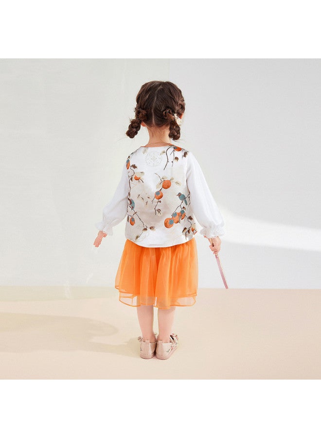 DEESHA Infant & Toddler Girl 26 Spring Children Persimmon Pattern Chinese Style Outfit - Image 3