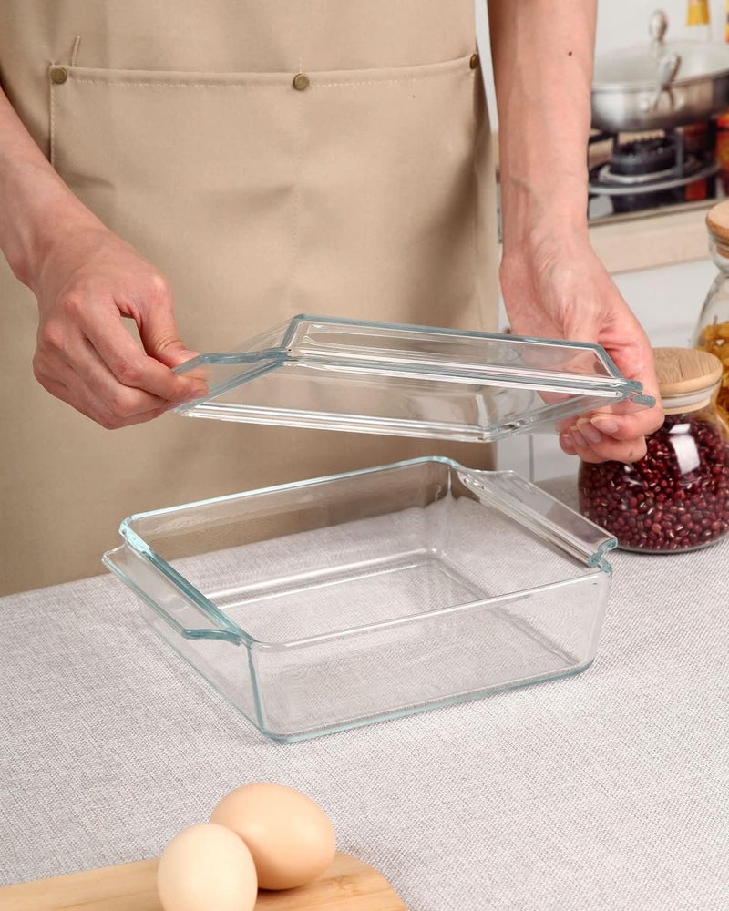 NUTRIUPS طبق خبز مربع NUTRIUPS 8x8 مع غطاء زجاجي - Image 3