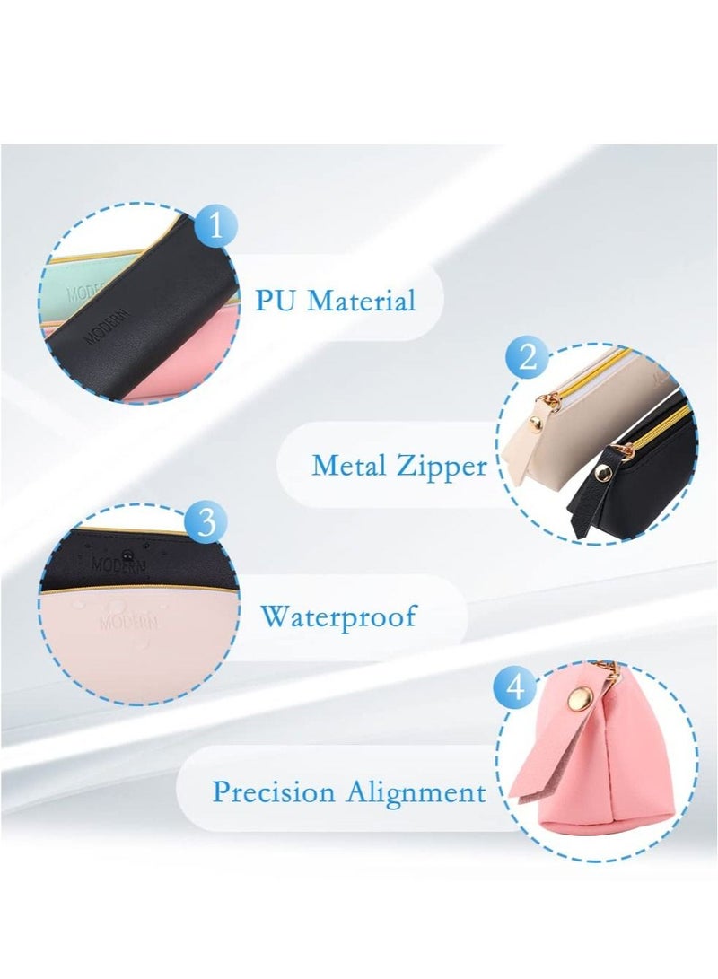 KASTWAVE PU Leather Pencil Case, Small Simple Pencil Pouch, Makeup Pouch, Cosmetic Pouch, Waterproof Organizer Storage Bag for Women Men (4pcs, 4 Colors)  - Image 4
