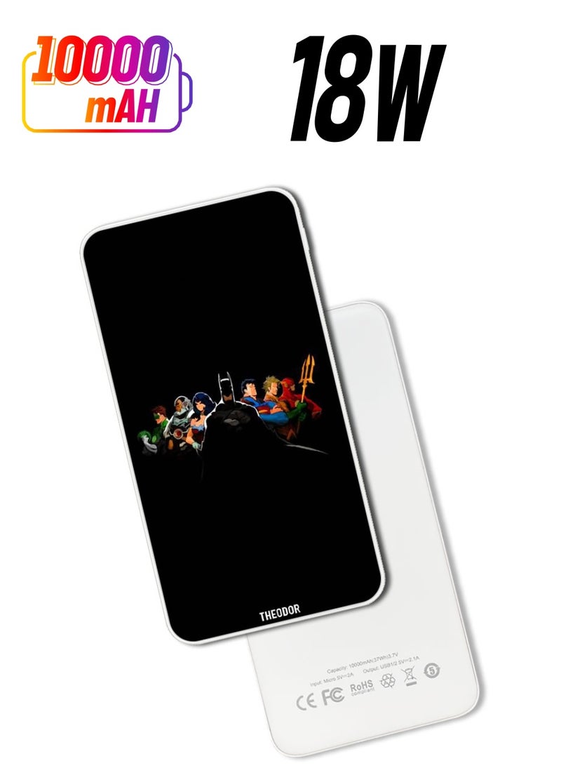 Theodor 10,000 mAh Super Fast Charging Ultra Compact Power Bank with Quick Charge & Power Delivery, Portable Charger For iPhone and Android Super heros - Image 1