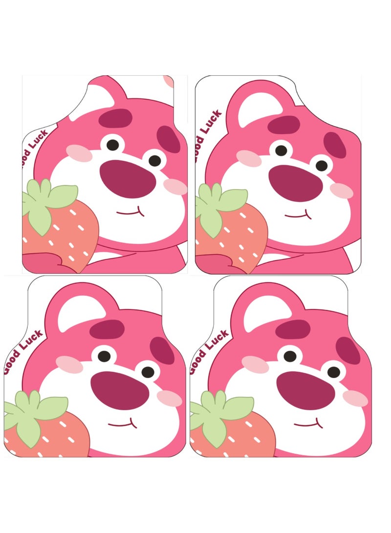 Generic MT Best Buy Cute Pink Bear Car Floor Mats – 4-Piece Set, Universal Fit, Non-Slip, Waterproof, Easy to Clean, Adorable Strawberry Bear Design 