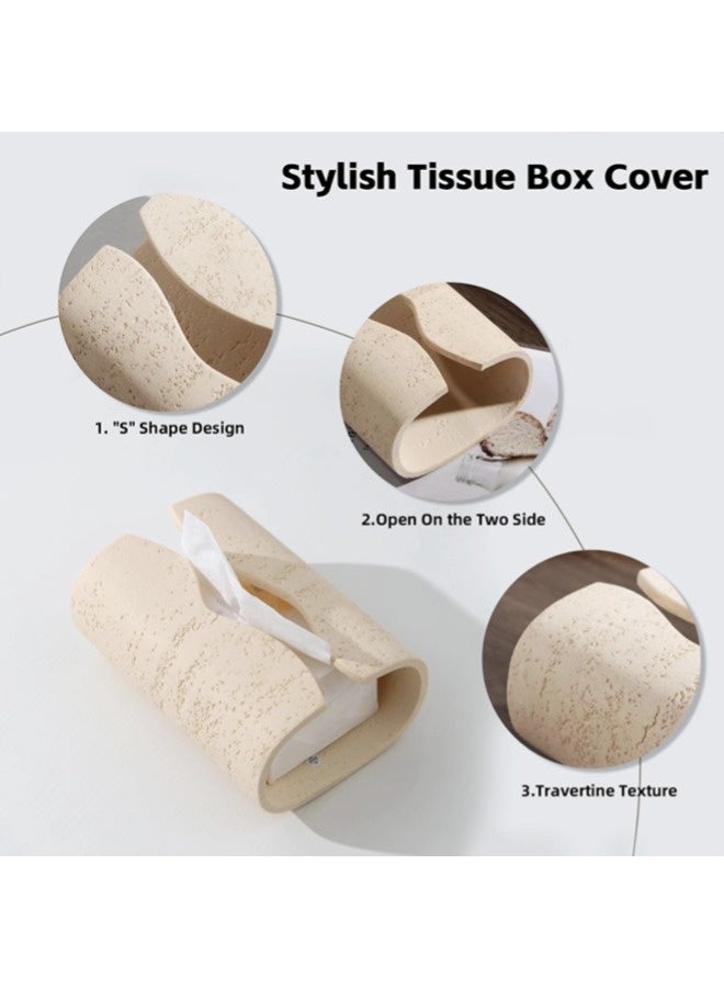 ShebSheb Tissue Box Cover Rectangle, Resin Facial Tissue Holder Covers Toilet Paper Holder, Tissue Holders Decorative Paper Dispenser Home Decor for Bathroom Kitchen Bedroom Living Room Office - Image 2