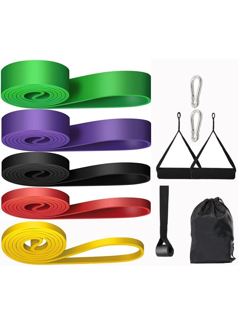 SportQ 5-piece resistance band set, pull-up exercise bands, 5 different sizes with handles, door mounts, leg straps, and a carrying case. - Image 2