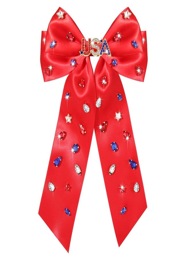 MOLOCH 4th of July Hair Clips for Women American Flag Patriotic Star Hair Bow Red White Blue USA Rhinestone Hair Bows Fourth of July Hair Accessories Outfits Independence Day Party Favors - Image 1