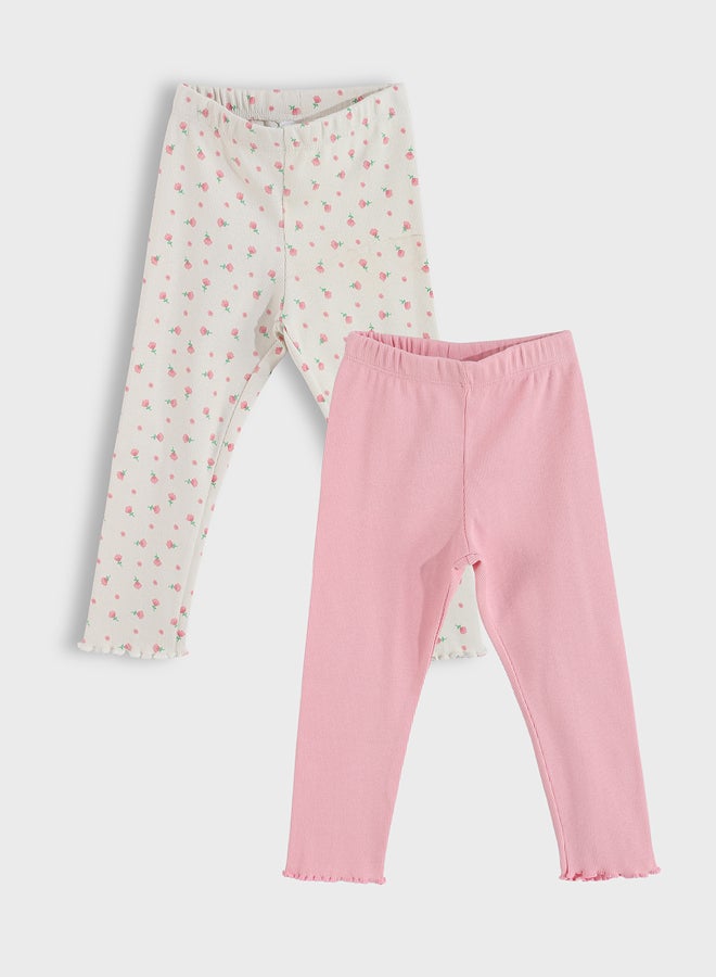 ال سي وايكيكي طماق خصر مطاطي للفتيات 2 عبوة - Image 1