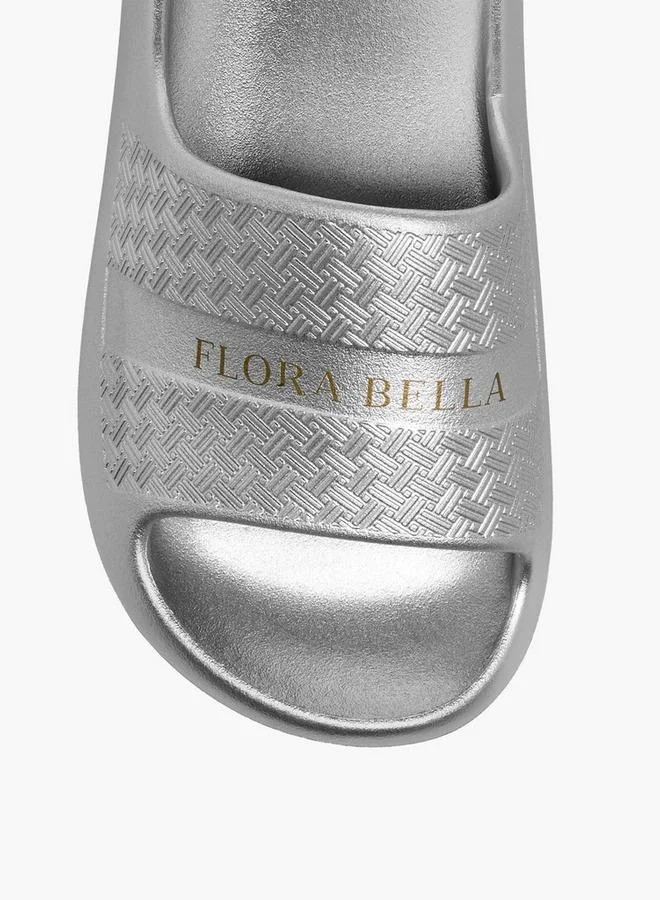 Flora Bella By Shoexpress SILVER Flora Bella Women Logo Print Slides for Women | Best Price UAE