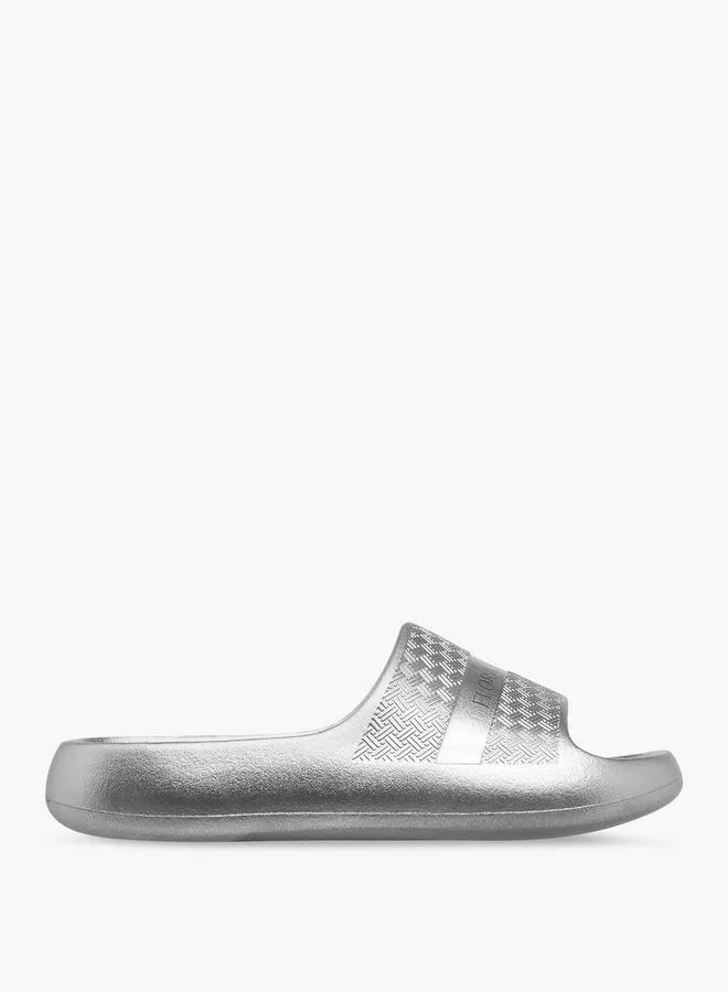 Flora Bella By Shoexpress SILVER Flora Bella Women Logo Print Slides for Women | Best Price UAE
