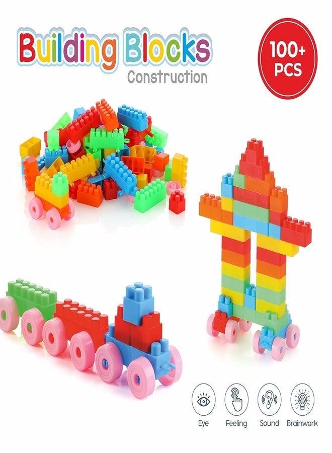 TOYIQ Plastic Building Blocks Set for Kids with Wheels - Creative Construction Toy for 3+ Years, STEM Learning Blocks for Building Cars, Vehicles & Structures, Fun Educational Playset for Boys & Girls - Image 2