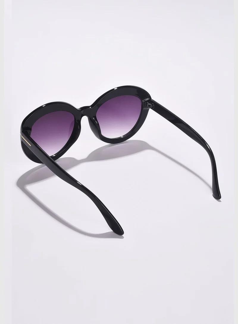 Haute Sauce Women Purple Lens Black Oval Sunglasses