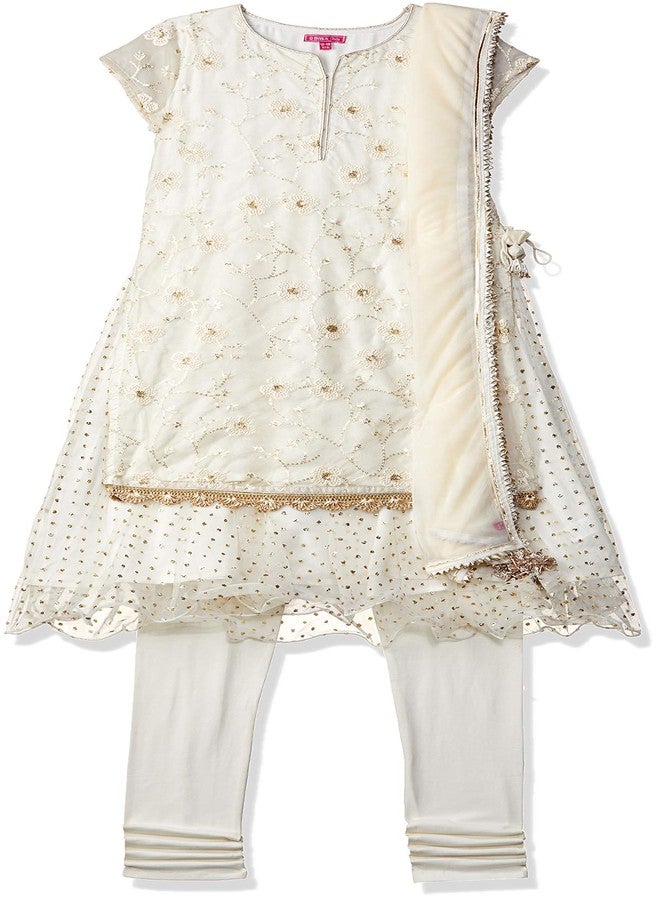 BIBA GIRL SOLID; EMBROIDRED FITTED KID(KW3375_IVORY_5) - Image 1