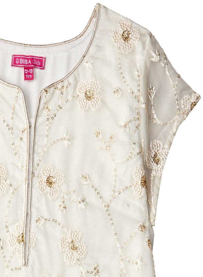 BIBA GIRL SOLID; EMBROIDRED FITTED KID(KW3375_IVORY_5) - Image 2