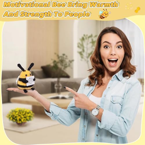 Maziky مازيكي نحلة مضحكة إيجابية صغيرة محبوكة مع بطاقات تأكيد إيجابية للهدايا الملهمة وزينة الحفلات - Image 5