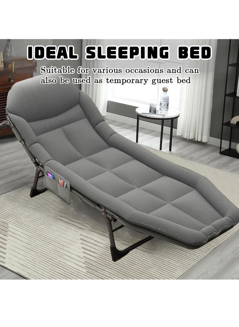 Generic Folding Bed Single Bed Office Lounge Chair Lunch Break Bed Adjustable for Indoor and Outdoor Use  - Image 2