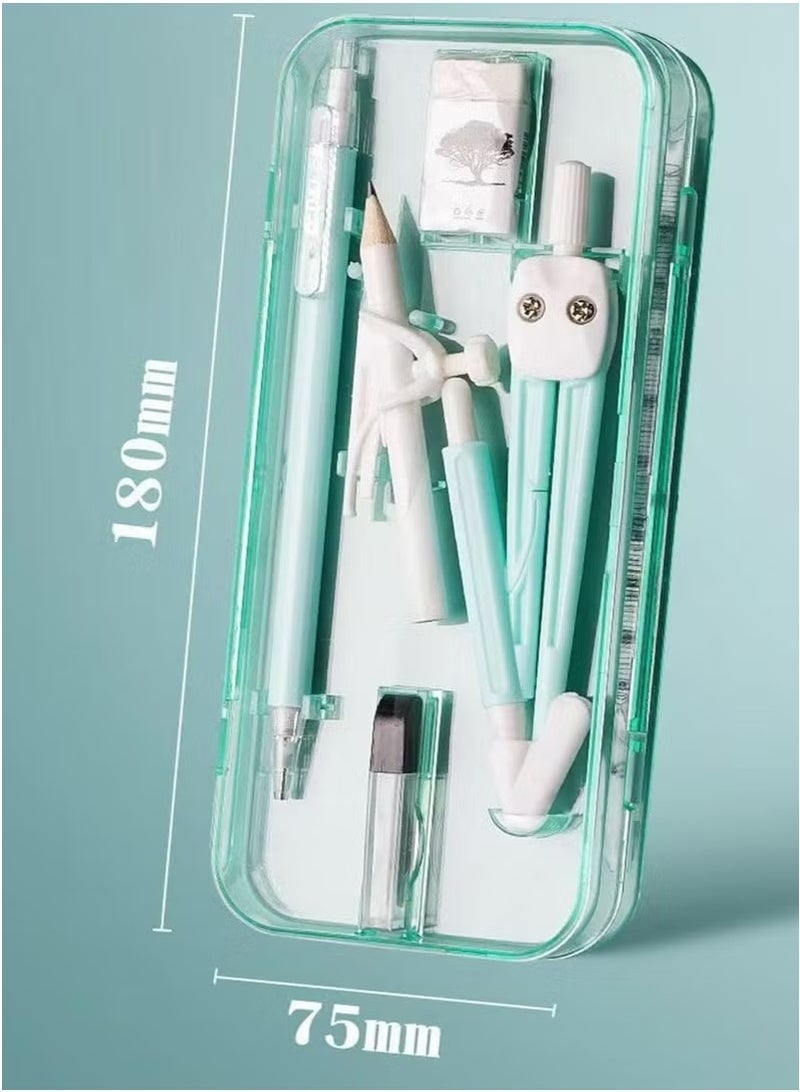 Maths Kit - 9-Piece Geometry Drafting Compass Box Set with Protractor, Ruler,and More for Study, Drawing, Measuring - Image 5