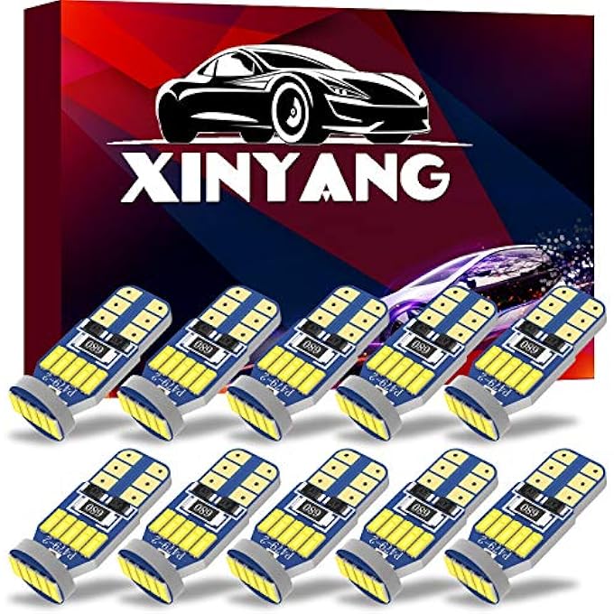 XINYANG 10Pcs 194 Led Car Bulbs Canbus No Error T10 168 Led Light Bulbs 15Smd 4014 Chipset 175 2825 NonPolarity Led Lights For Car Interior Dome Map Door Courtesy License Plate 6000K White - Image 1