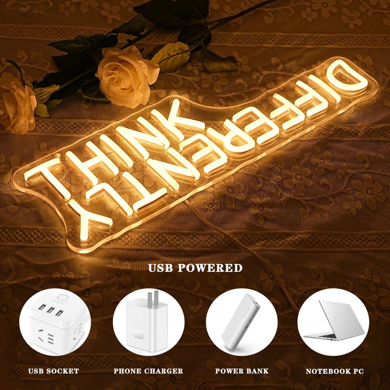 Alkkign Think Differently Neon Sign for Wall Decor Letter Neon Light Classroom LED Neon Signs Classroom LED Neon Light for Classroom Office Study Room Library Bedroom Decoration - Image 2
