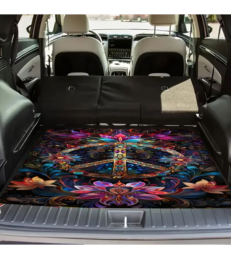 1pc Colorful Floral Pattern Car Trunk Mat Soft Durable Non Slip Machine Washable Cargo Liner For SUVs And Cars Easy To Clean Interior Mat Stylish Vibrant Design To Keep Your Vehicle Neat And Tidy - Image 1