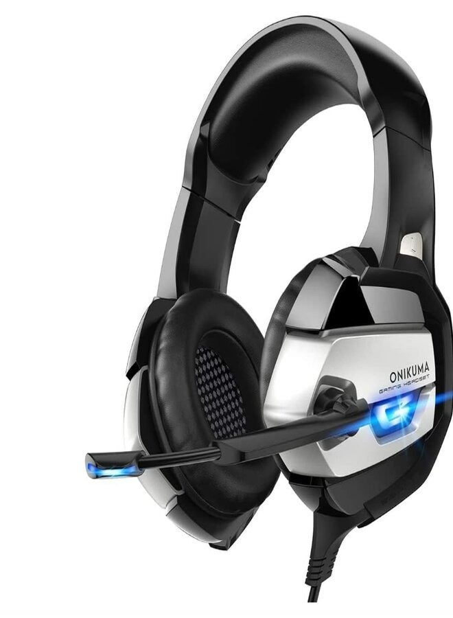 أونيكوما سماعة رأس للألعاب Onikuma K5 مزودة بميكروفون وخاصية إلغاء الضوضاء مع ضوء LED للهاتف المحمول والكمبيوتر المحمول Ps4 Ps5 Pc Xbox (أزرق)، سلكية - Image 1