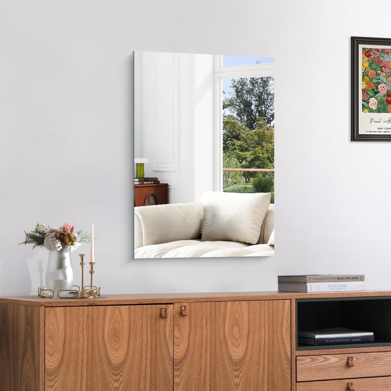 KOCUUY Frameless Mirror, 16"x24" Bathroom Mirror for Over Sink, 16 Inch Unframed Mirrors for Wall Upgraded Shatterproof Design, Modern Decorative for Bedroom, Living Room, Entryway - Image 2
