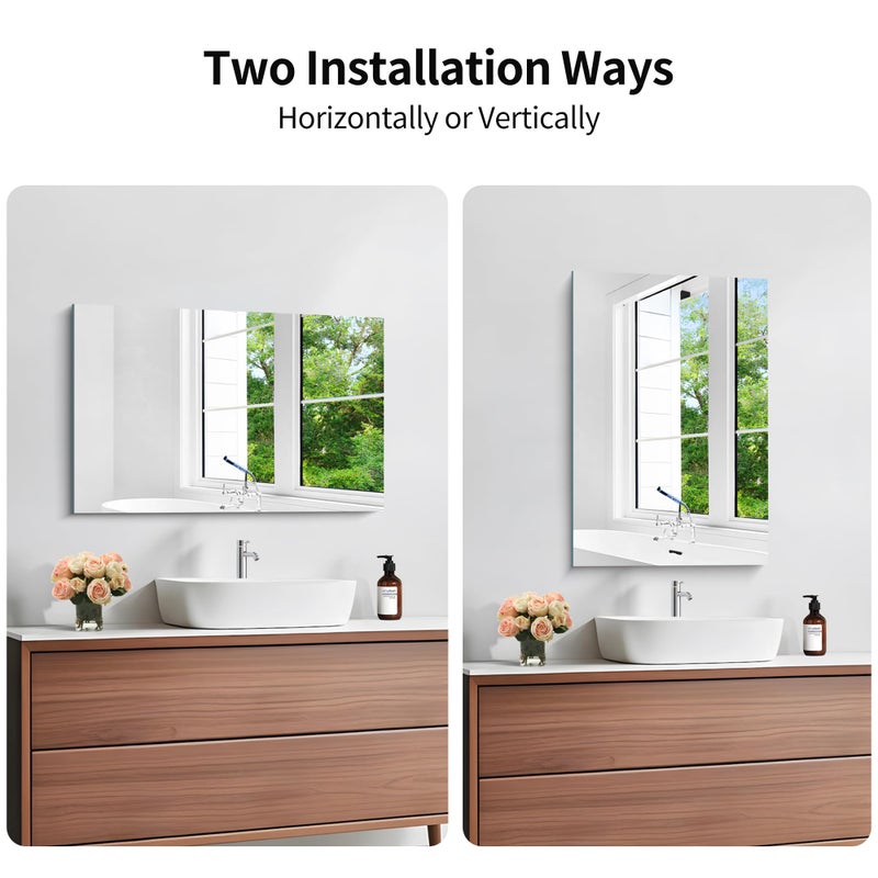 KOCUUY Frameless Mirror, 16"x24" Bathroom Mirror for Over Sink, 16 Inch Unframed Mirrors for Wall Upgraded Shatterproof Design, Modern Decorative for Bedroom, Living Room, Entryway - Image 4