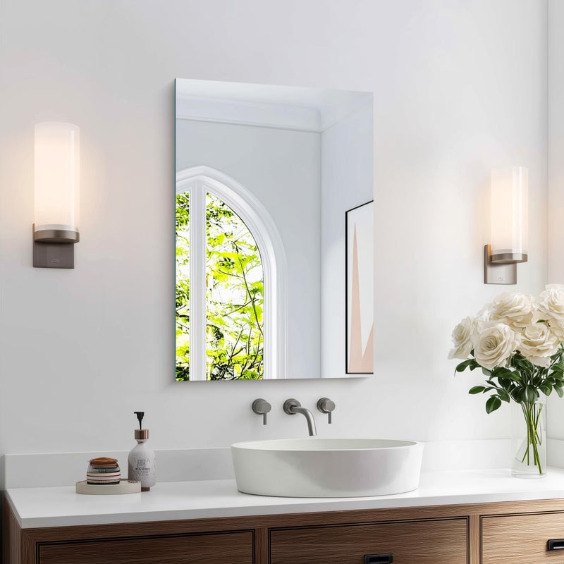 KOCUUY Frameless Mirror, 16"x24" Bathroom Mirror for Over Sink, 16 Inch Unframed Mirrors for Wall Upgraded Shatterproof Design, Modern Decorative for Bedroom, Living Room, Entryway - Image 1