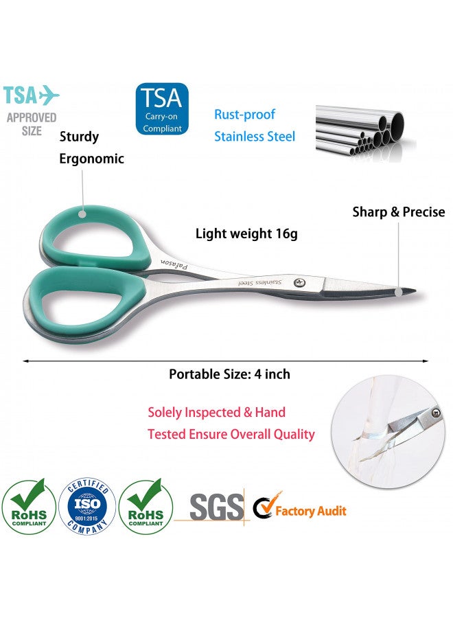 PAFASON 4" Stainless Steel Curved & Straight Embroidery Scissors Set with Premium PU Leather Cover Rubber Ring Handle Perfect for Cross Stitch Crochet Knitting Quilting Thread Yarn Sewing Cutting - Image 5