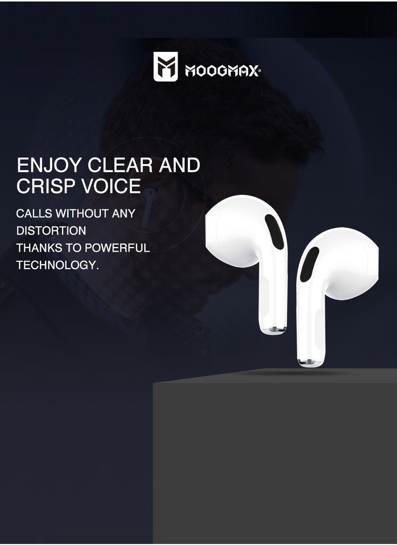 MOOGMAX - Moogmax MX-EP52 TWS wireless Earbuds with super small tine size, powerful sound, clear microphone HD voice, and powerful battery. - Image 1